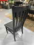 Black Oak Dining Table With 18" Leaf, 6 Black Oak Slat Back Chairs