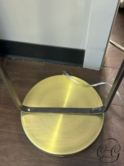 Antiqued Metal Floor Lamp With Clear Glass Round Shade Gold Base 12x61’’ Floor Lamp