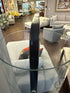 Antiqued Metal Floor Lamp With Clear Glass Round Shade Gold Base 12x61’’ Floor Lamp