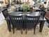 Black Oak Dining Table With 18’ Leaf 6 Slat Back Chairs And