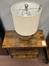 Brown Rustic Finish End Table With Flip Top Electrical
