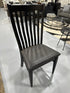 Black Oak Dining Table With 18" Leaf, 6 Black Oak Slat Back Chairs