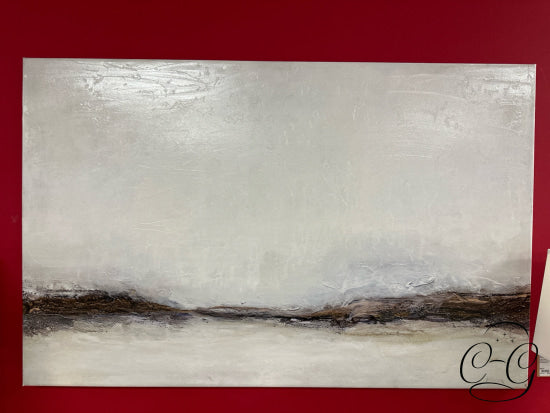 Cream With Brown Abstract Landscape Embellished Art Wall Mirror