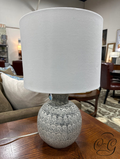 Grey & White Design Ceramic Base Table Lamp With Shade