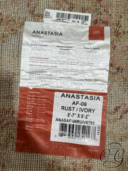 Loloi Anastasia Collection Rust Ivory Power Loomed Area Rug 7x9’ Rug