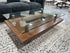 Rectangular Glass Top Coffee Table W/Walnut Finish Base Cut Out Design