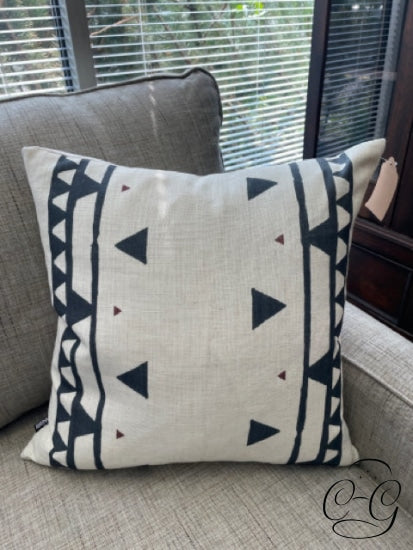 Renwil Cream & Black Square Geometric Pattern Toss Pillow