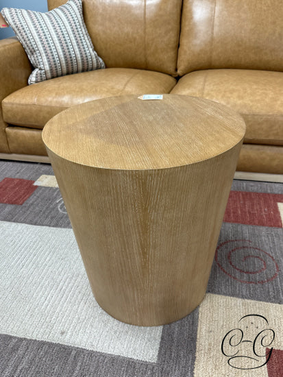 Round Accent Table In Light Wood
