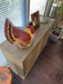 Rustic 3 Door Cabinet W/Push Open Doors Thin Wood Chevron Pattern Front