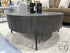 Rustic Grey Finish Round Coffee Table With Dark Metal Base