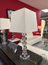 Stacked Square Crystal Body Table Lamp With Rect. Cream Shade