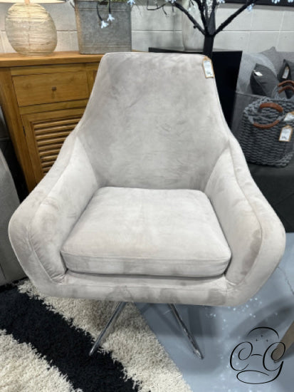 Taupe Micro Suede Fabric Swivel Chair W/Chrome Legs