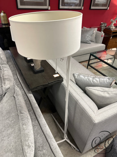 White Tri Shape Base Floor Lamp With Round Shade