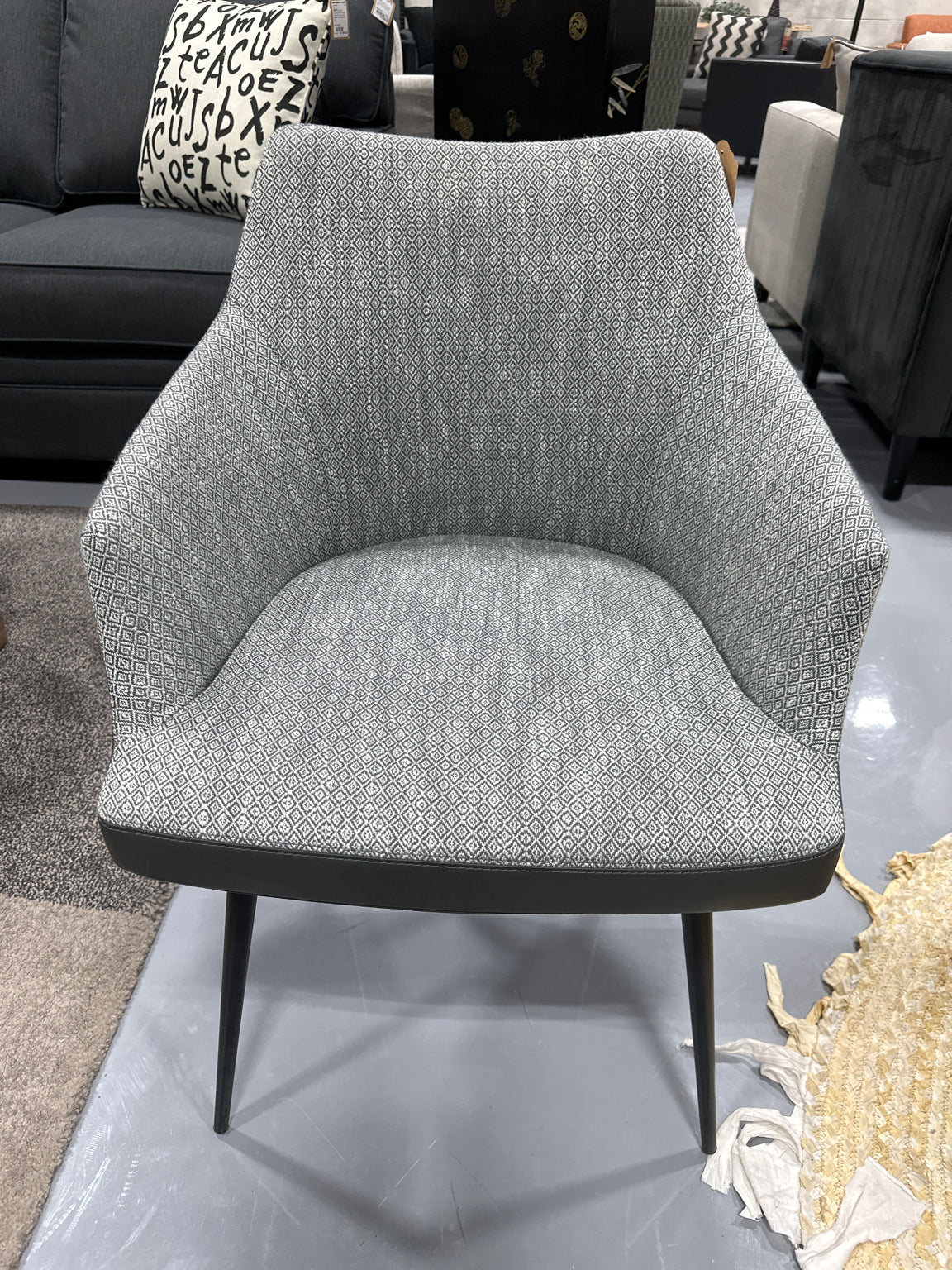 Moe's Home Grey Diamond Pattern Fabric Dining Chair