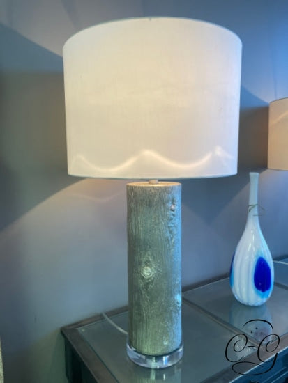 Silver Log Base Table Lamp