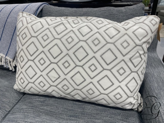 White With Silver Geometric Pattern Pillow