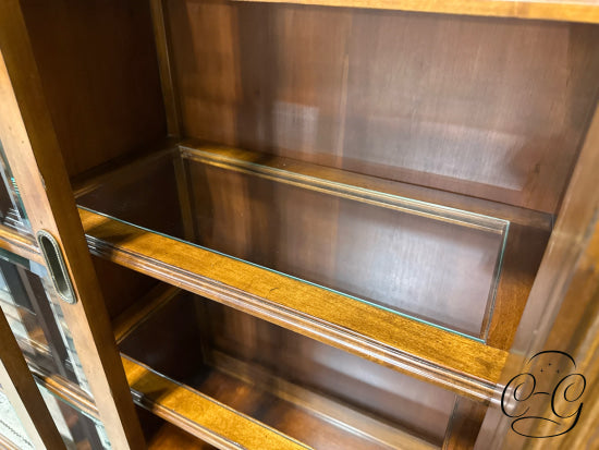 2 Sliding Door Cabinet W/3 Bottom Drawers Glass Insert Shelves Lighted 53x18x65’’ Cabinet