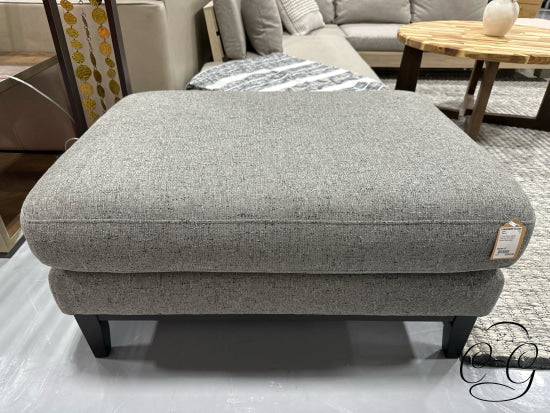 2 Tone Grey Tweed Ottoman With Dark Brown Base/Legs 36x26x18’’ Ottoman