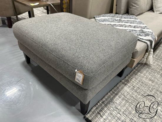 2 Tone Grey Tweed Ottoman With Dark Brown Base/Legs 36x26x18’’ Ottoman