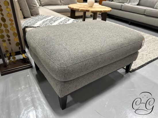 2 Tone Grey Tweed Ottoman With Dark Brown Base/Legs 36x26x18’’ Ottoman