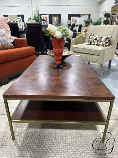 2 Tiered Honeycomb Design Top Coffee Table Bottom Display Shelf 51x28x16’’ Coffee