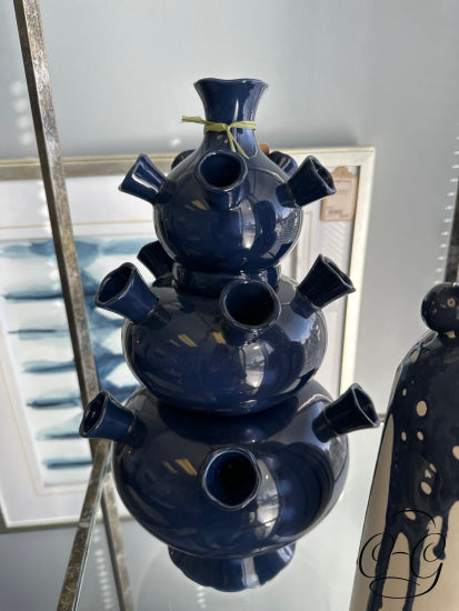 3 Piece Stacked Ceramic Navy Vases Vase