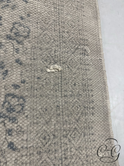 8 x 10’ Tan Area Carpet With Fringe & Navy Flowers Rug