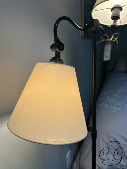 Adjustable Double Shade Dark Metal Base Floor Lamp W/Cream Cone Shades 26x7x60’’ Floor Lamp