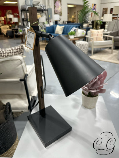 Adjustable Wood & Black Metal Base Task Table Lamp 12x6x21’’ Table Lamp