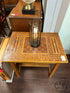 Antique Solid Wood Accent Table W/Cribbage Checkers Chess Board Drawer