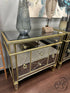 Antiqued Gold Leaf Trim Mirrored Chest/Dresser With 5 Drawers Chest