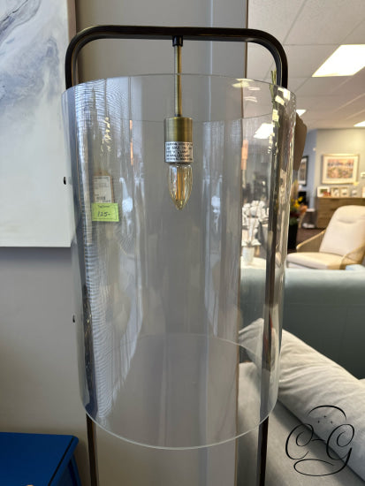 Antiqued Metal Floor Lamp With Clear Glass Round Shade Gold Base 12x61’’ Floor Lamp