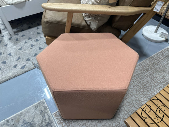 Apricot Wool Blend Hexagon Shape Ottoman 23x17x16’’ Ottoman