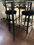 Art Deco Round Glass Top Bar Table W/Black Metal Base 5 Barstools Table