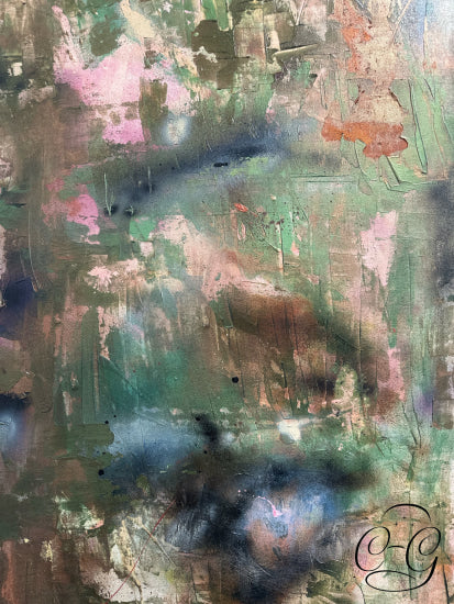 Artist Helen Zenith ’Illumination I’ Rectangular Pink Green Blue Abstract Art 50x25’’ Picture