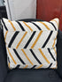 Beige Black Design Toss Pillow W/Mustard Fabric Back