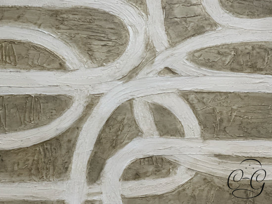 Beige Cream Textured Pattern Art In Silver Frame 36x48’’ Picture