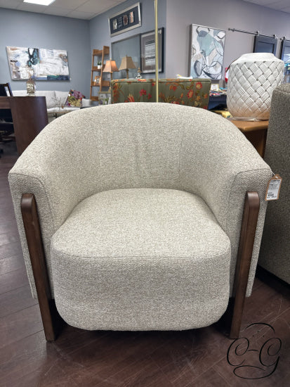 Beige Fabric Cuved Back Tub Chair With Dark Maple Legs 30x32x30’’ Chair