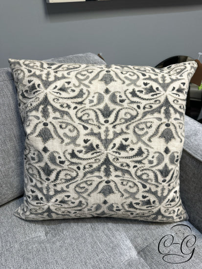 Beige Toss Pillow With Grey Taupe Pattern On One Side Pillow