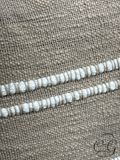 Beige White Toss Pillow With Fringe