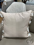 Beige White Toss Pillow With Fringe