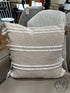 Beige White Toss Pillow With Fringe