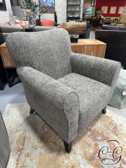 Birchwood Grey Fabric Arm Chair With Flared Tight Back Espresso Legs