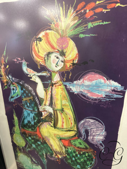 Bjorn Wiinblad ’1001 Nat Fischers Forlag’ 1001 Arabian Nights Framed Poster 26x47’’ Picture