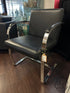 Black Arm Chair W/Stainless Steel Rounded Arms Cantilever ’L’ Shaped Base