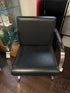 Black Arm Chair W/Stainless Steel Rounded Arms Cantilever ’L’ Shaped Base