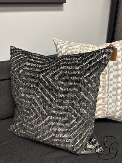 Black Grey White Toss Pillow With Back