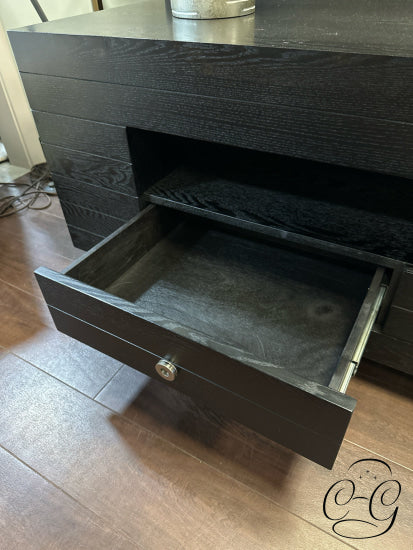 Black Long/Low Entertainment Stand W/3 Drawers Open Display Spaces 79x20x23’’ Entertainment Stand