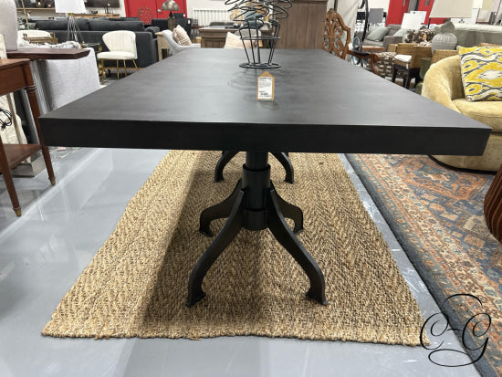 Black Metal Top Dining Table With Wrought Iron Double Pedestal Base *Heavy* Only