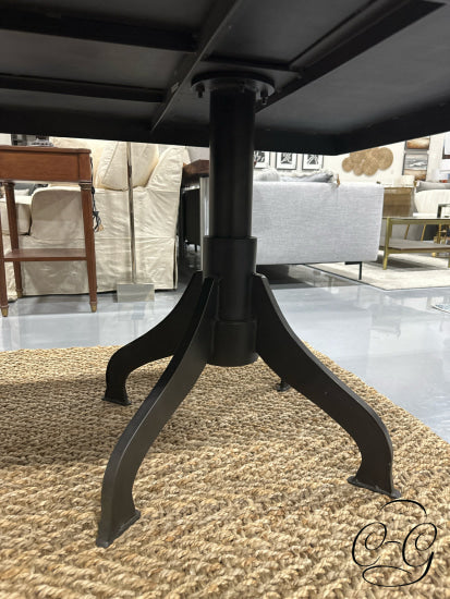 Black Metal Top Dining Table With Wrought Iron Double Pedestal Base *Heavy* Only